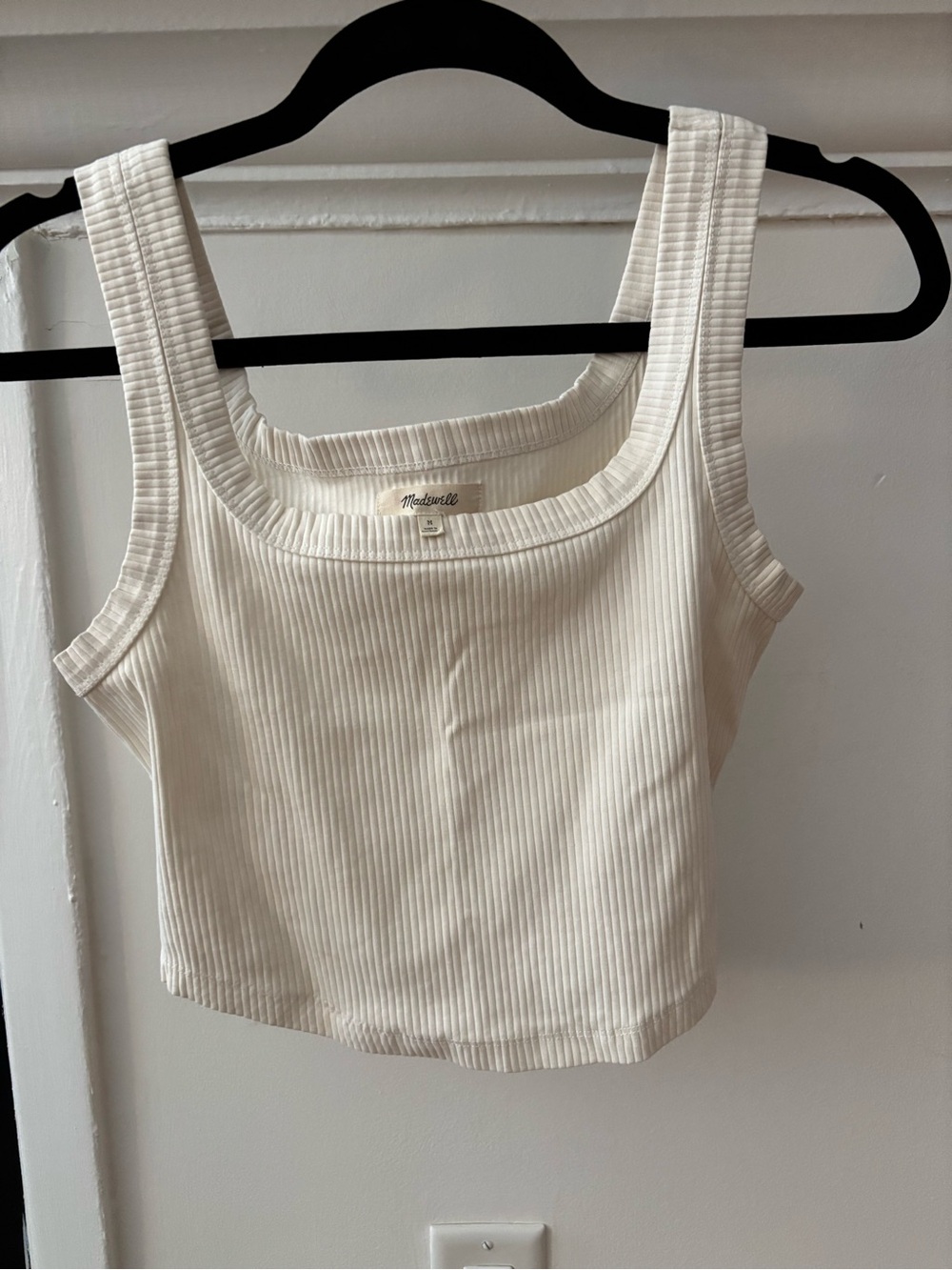 Madewell Ribbed Square-Neck Cream Tank